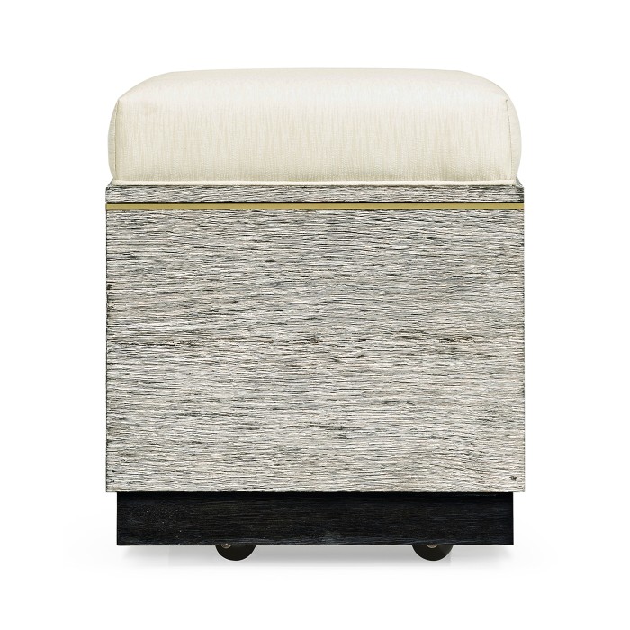 Geometric Light French Oak Stool with Inside Storage on Wheels