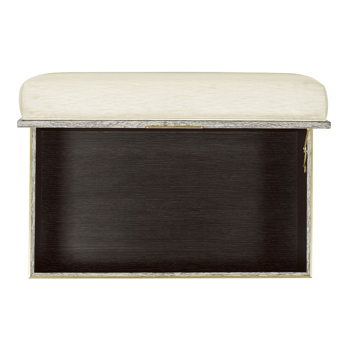 Geometric Light French Oak Stool with Inside Storage on Wheels