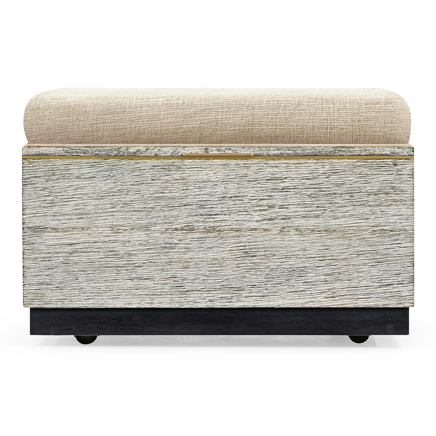 Geometric Light French Oak Stool with Inside Storage on Wheels