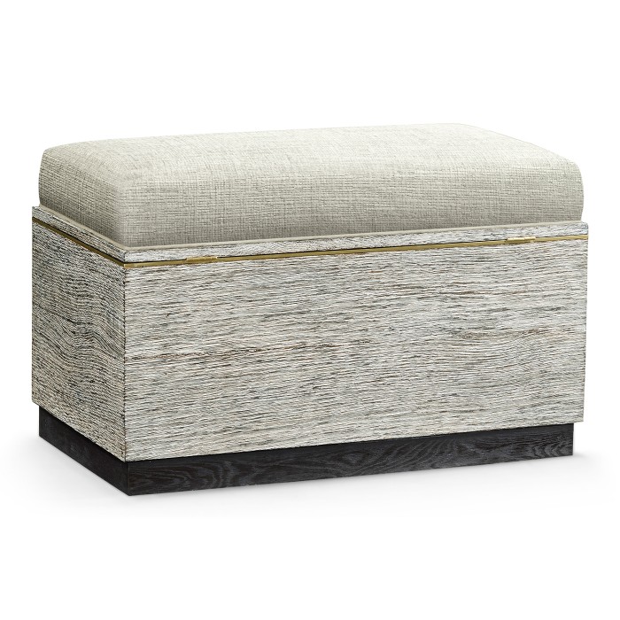 Geometric Light French Oak Stool with Inside Storage on Wheels