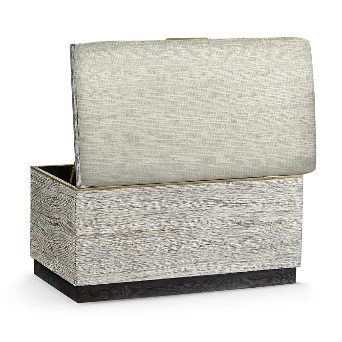 Geometric Light French Oak Stool with Inside Storage on Wheels