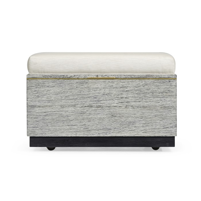 Geometric Light French Oak Stool with Inside Storage on Wheels