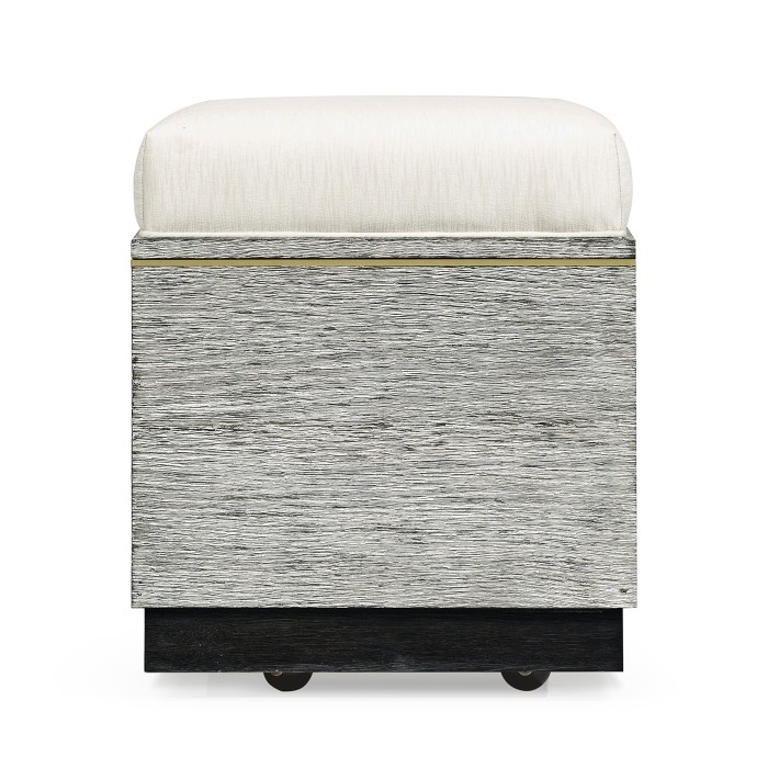 Geometric Light French Oak Stool with Inside Storage on Wheels