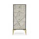 Geometric Tall Light French Oak Chest of Six Drawers