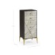 Geometric Tall Light French Oak Chest of Six Drawers