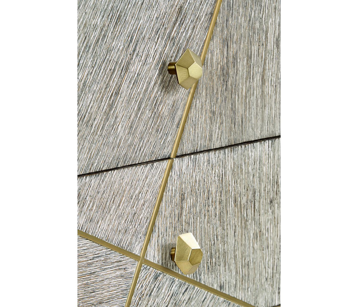 Geometric Tall Light French Oak Chest of Six Drawers