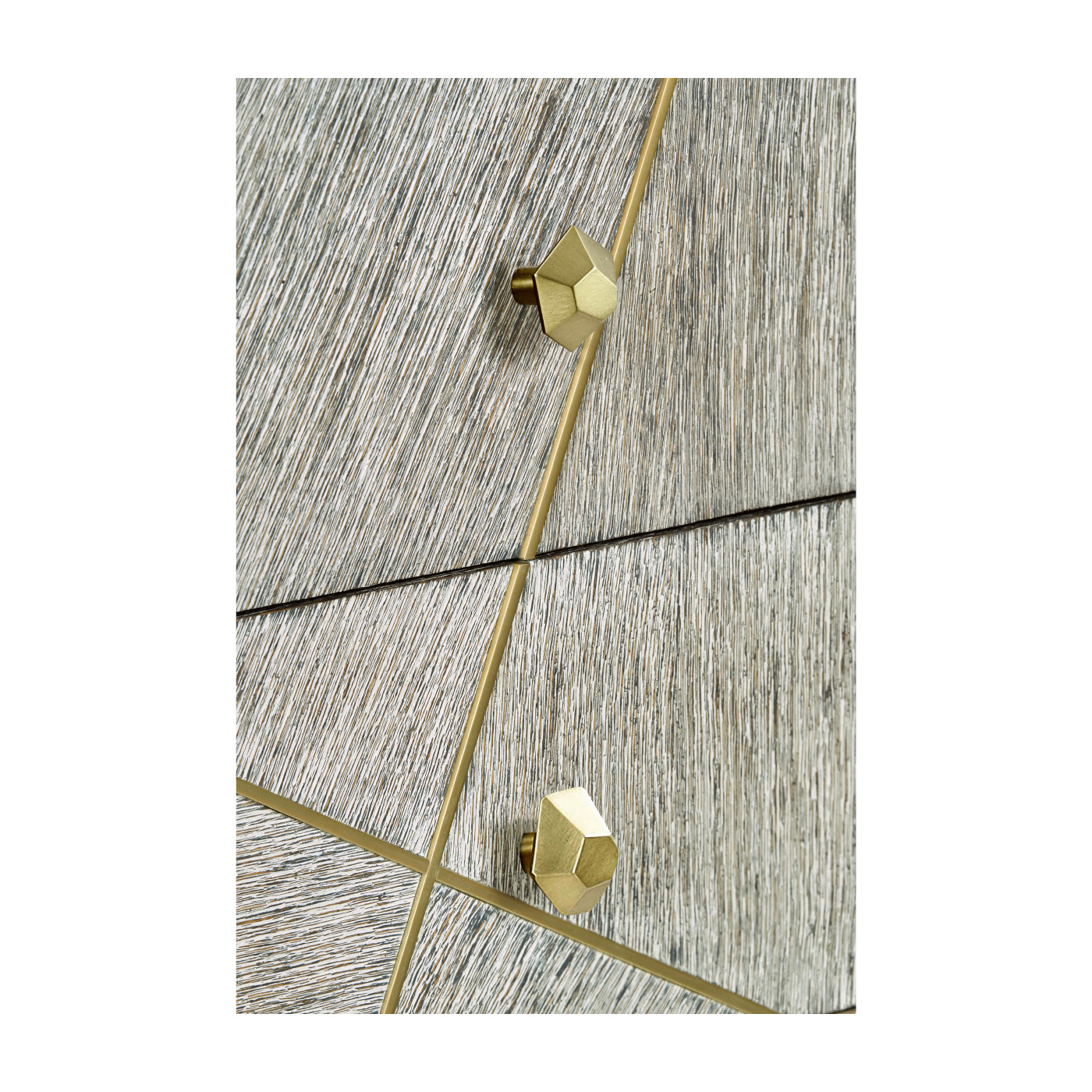 Geometric Tall Light French Oak Chest of Six Drawers