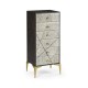 Geometric Tall Light French Oak Chest of Six Drawers