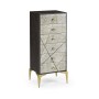 Geometric Tall Light French Oak Chest of Six Drawers