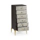 Geometric Tall Light French Oak Chest of Six Drawers