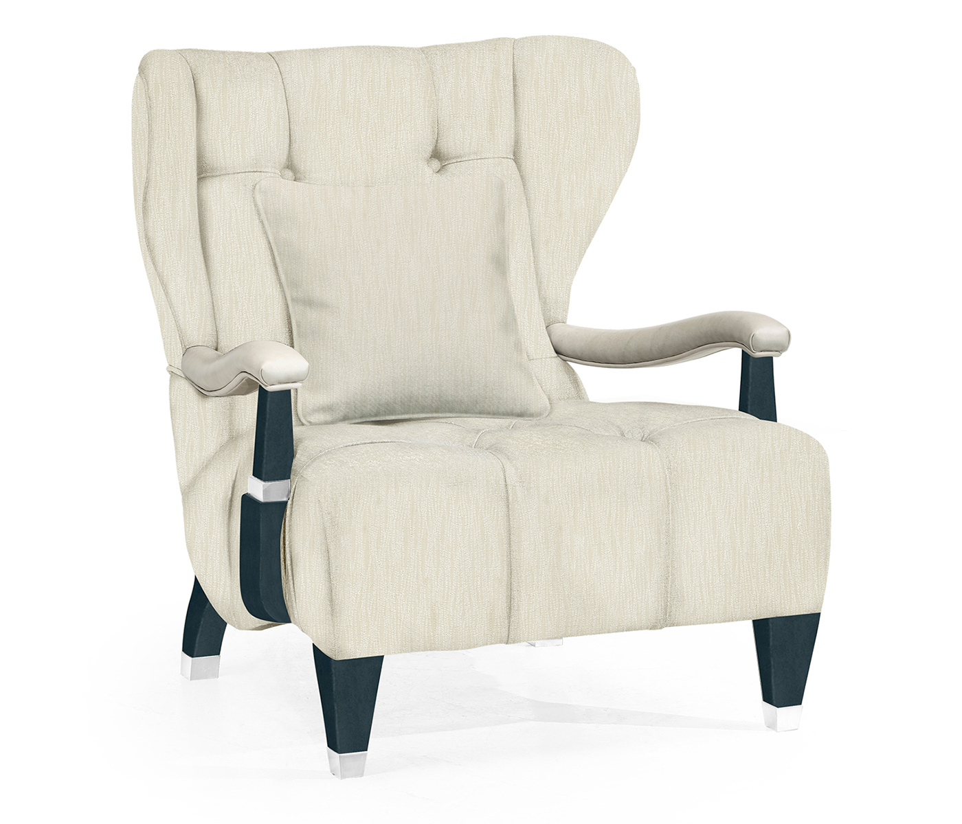 Modern Winged Antique Blue Oak Occasional Chair