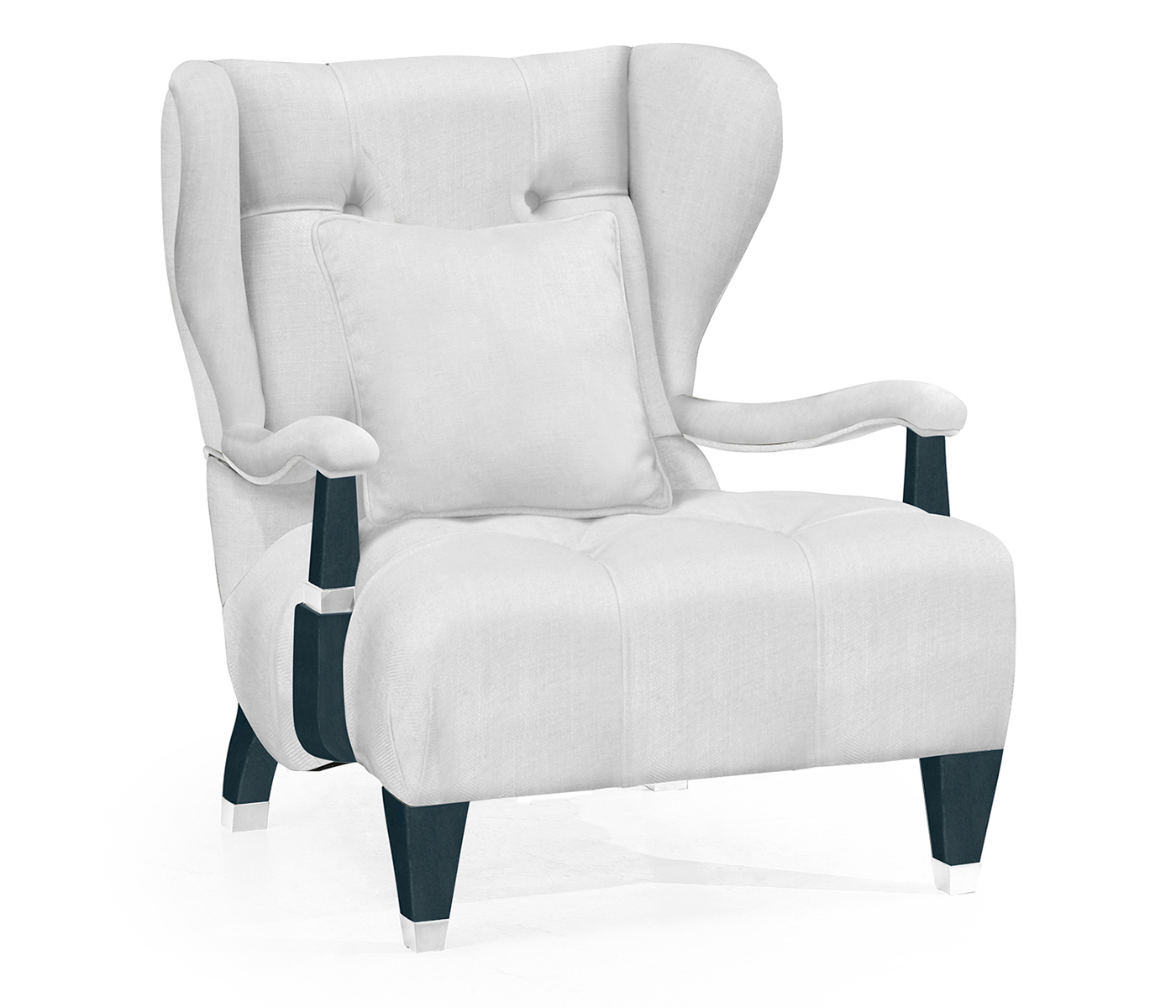 Modern Winged Antique Blue Oak Occasional Chair