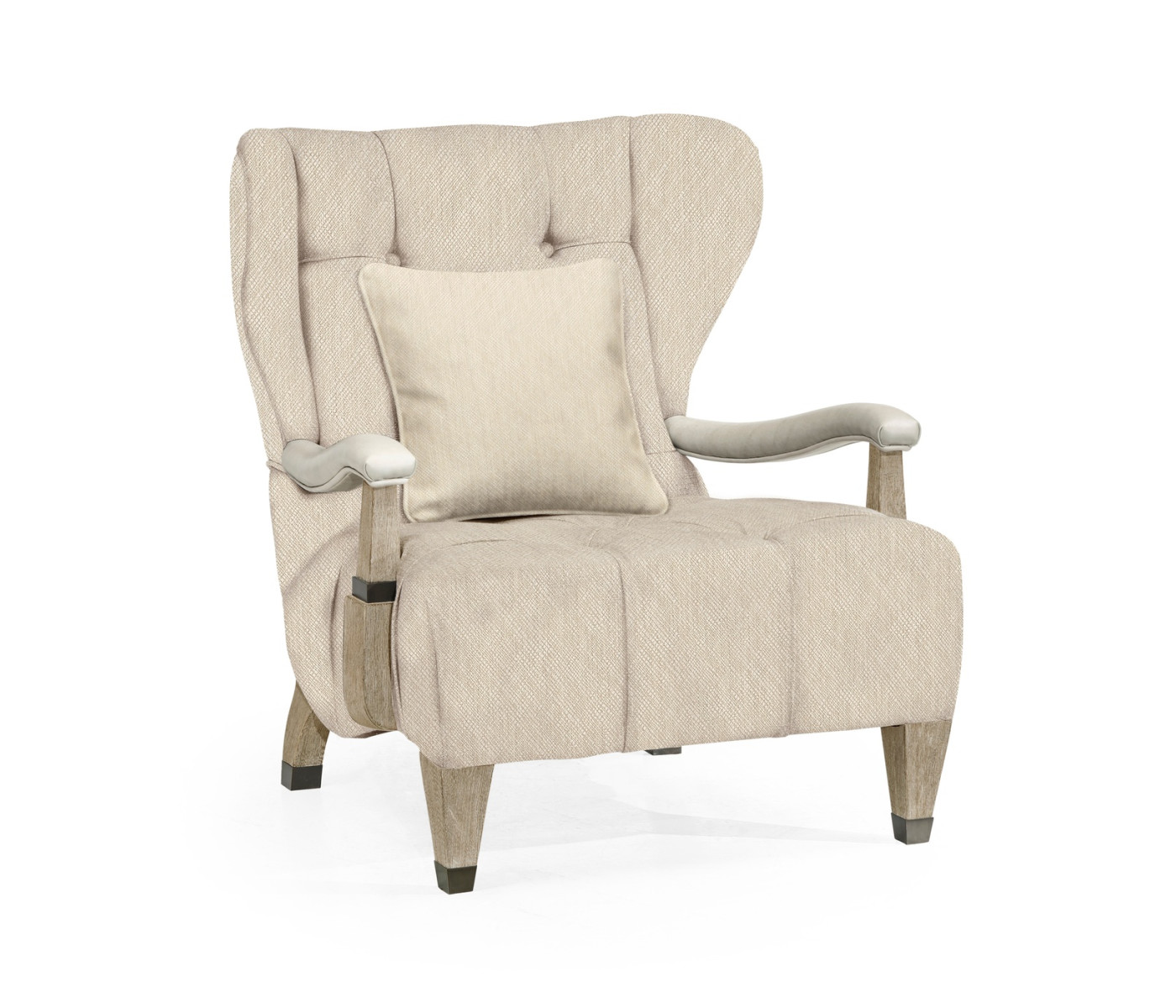 Modern Winged Grey Oak Occasional Chair