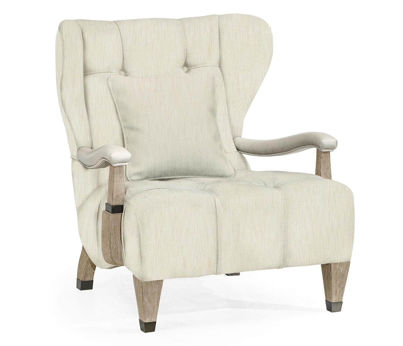 Modern Winged Grey Oak Occasional Chair