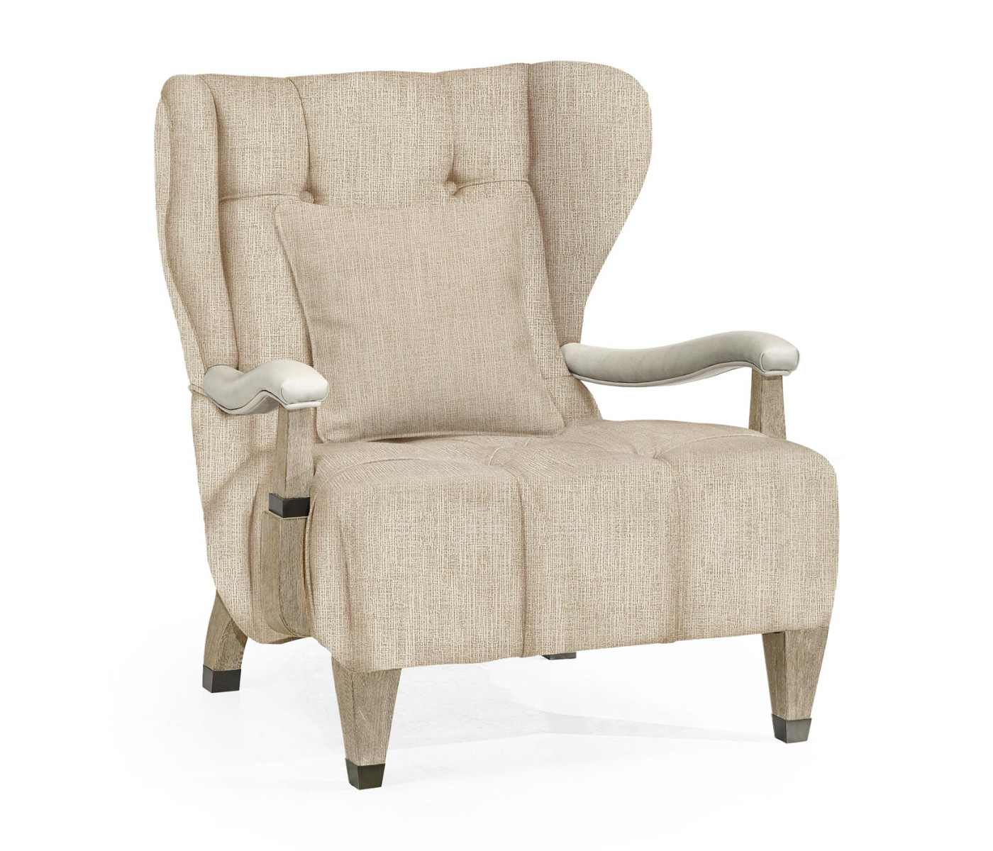 Modern Winged Grey Oak Occasional Chair