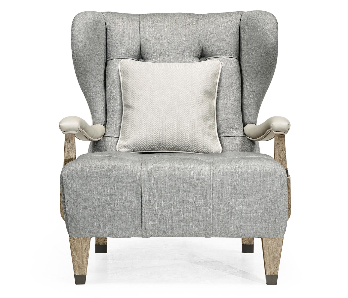 Modern Winged Grey Oak Occasional Chair