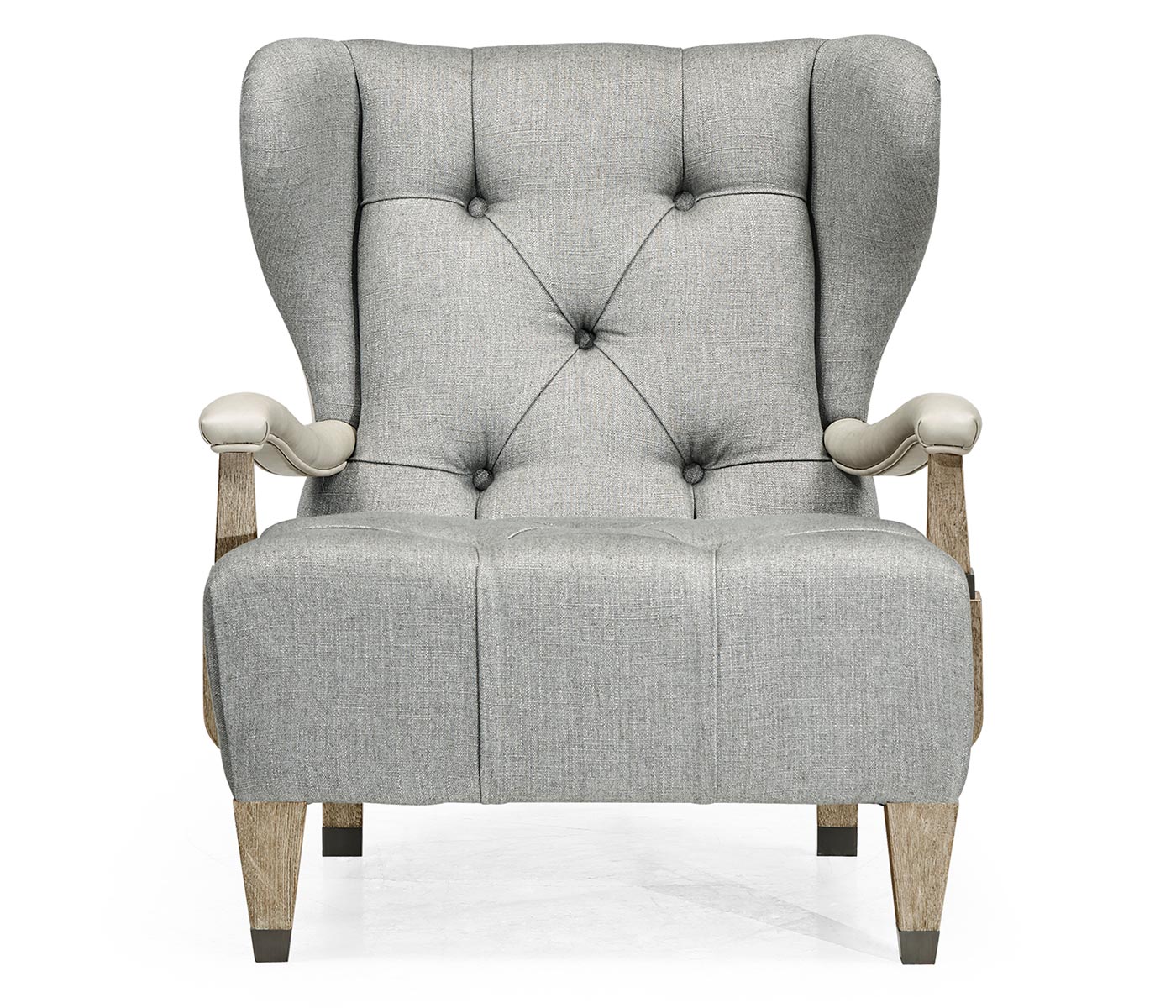 Modern Winged Grey Oak Occasional Chair