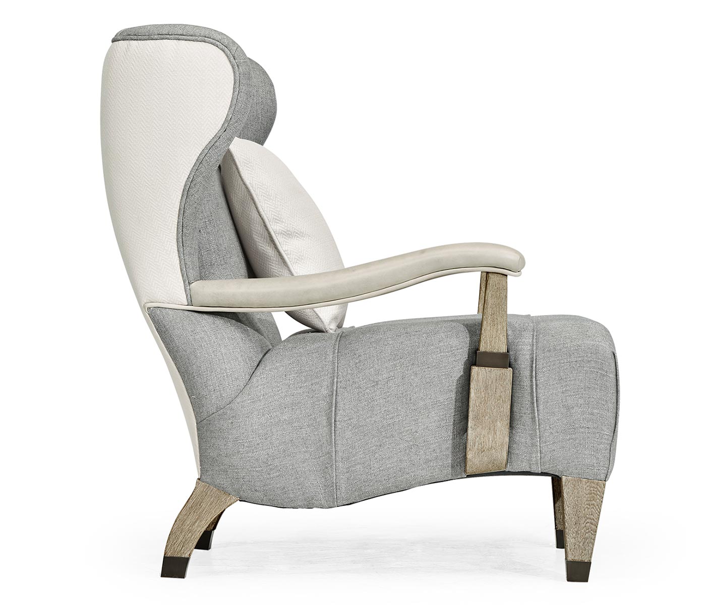 Modern Winged Grey Oak Occasional Chair