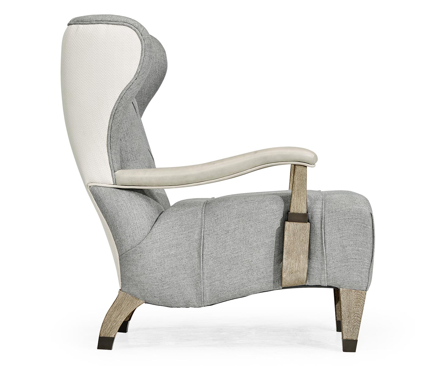 Modern Winged Grey Oak Occasional Chair