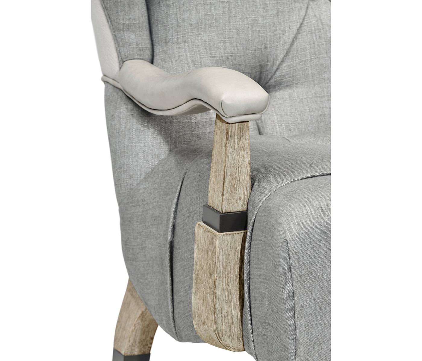 Modern Winged Grey Oak Occasional Chair