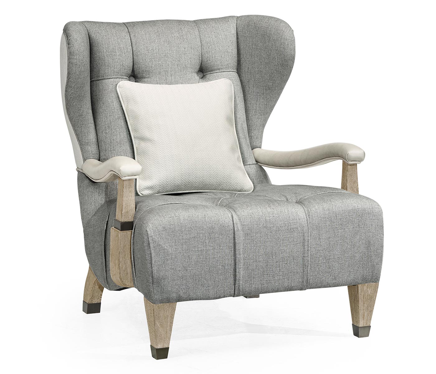 Modern Winged Grey Oak Occasional Chair