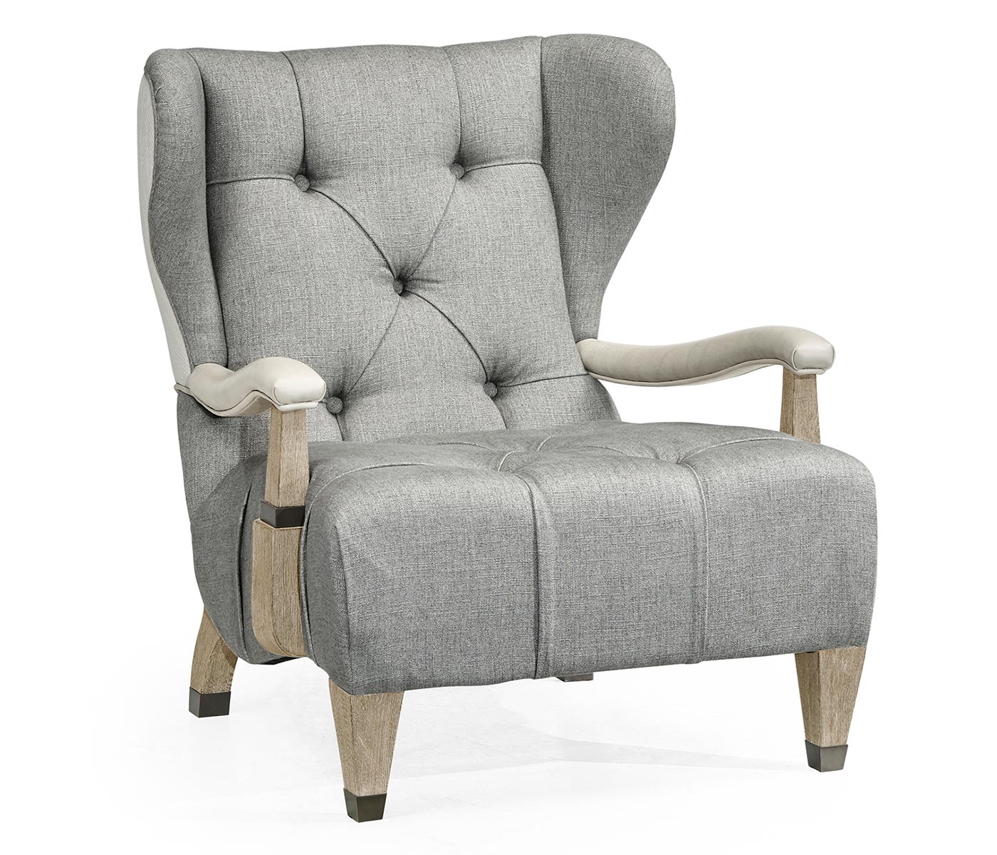 Modern Winged Grey Oak Occasional Chair