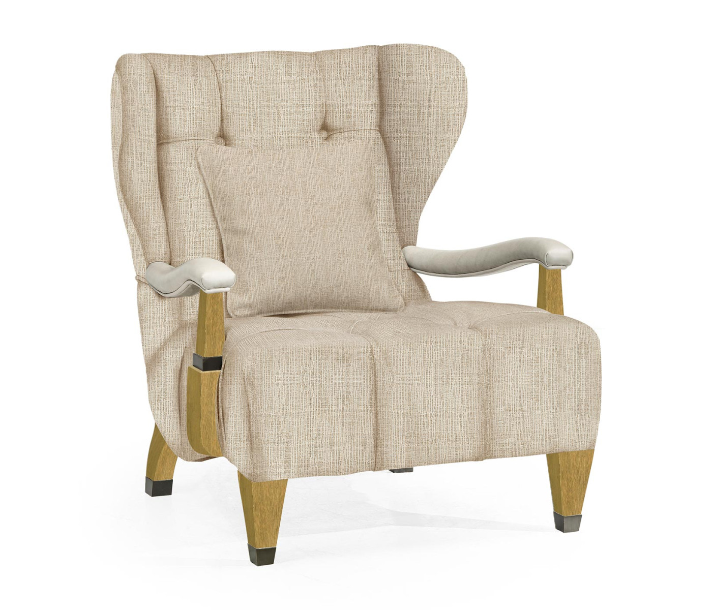 Modern Winged Natural Oak Occasional Chair