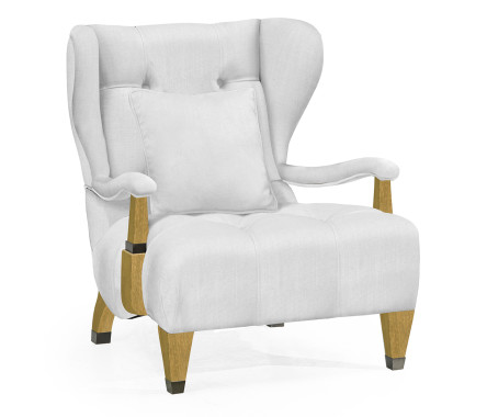 Modern Winged Natural Oak Occasional Chair