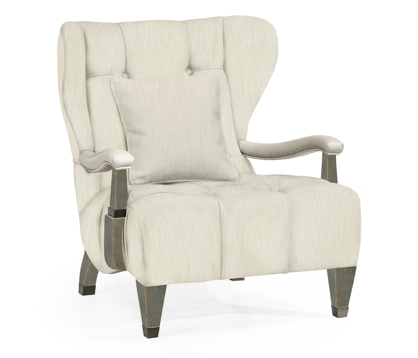 Modern Winged Pewter Oak Occasional Chair