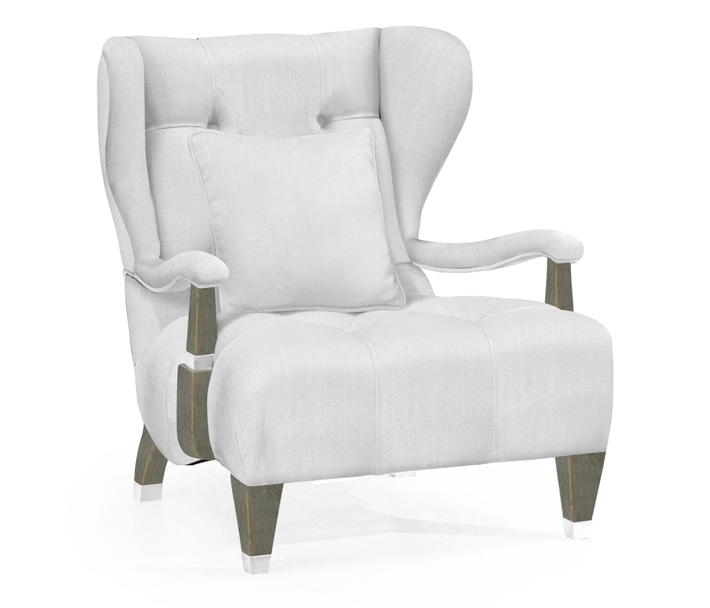 Modern Winged Pewter Oak Occasional Chair