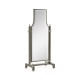 Curved Pewter Oak Floor Standing Mirror that Swivels