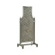 Curved Pewter Oak Floor Standing Mirror that Swivels