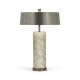 Circular Grey Oak & Brass Table Lamp