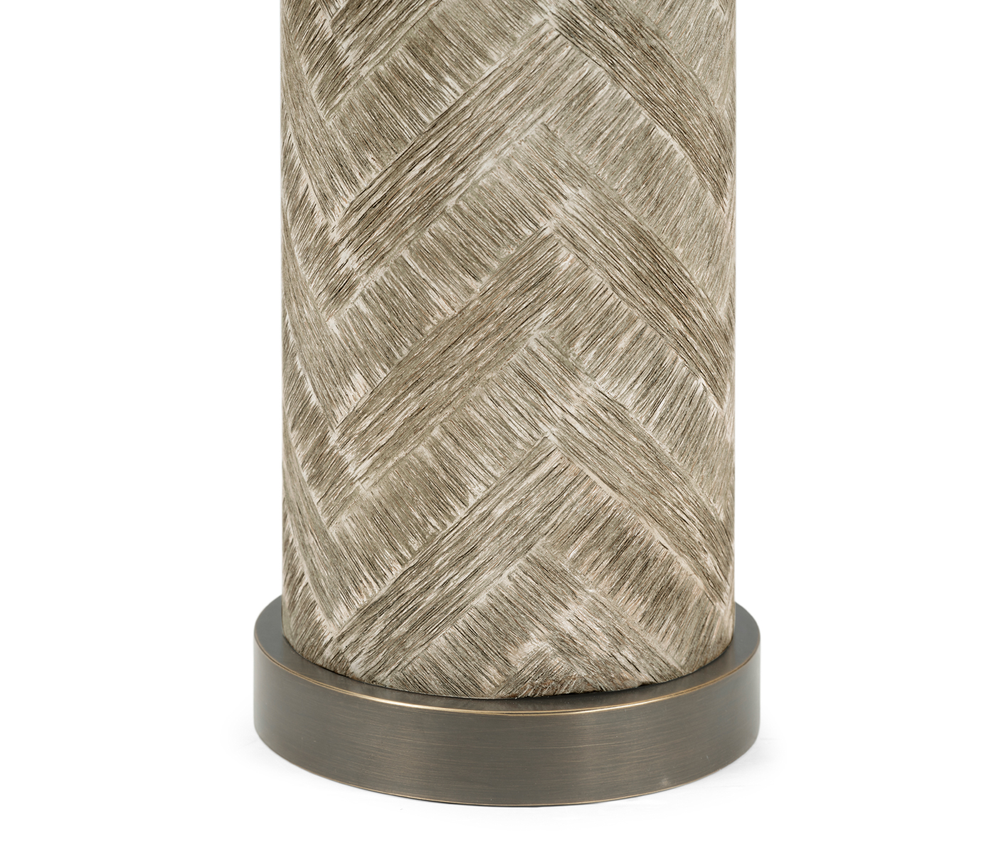 Circular Grey Oak & Brass Table Lamp