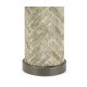 Circular Grey Oak & Brass Table Lamp