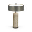 Circular Grey Oak & Brass Table Lamp