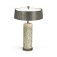 Circular Grey Oak & Brass Table Lamp