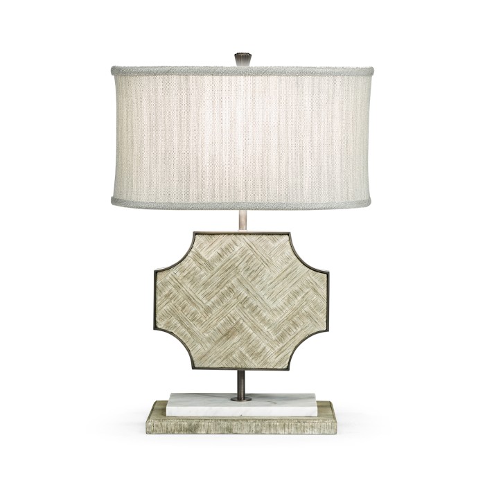 Curved Wide Cross Grey Oak Table Lamp