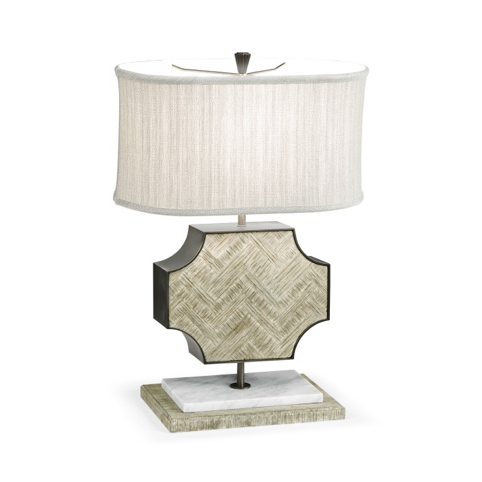 Curved Wide Cross Grey Oak Table Lamp