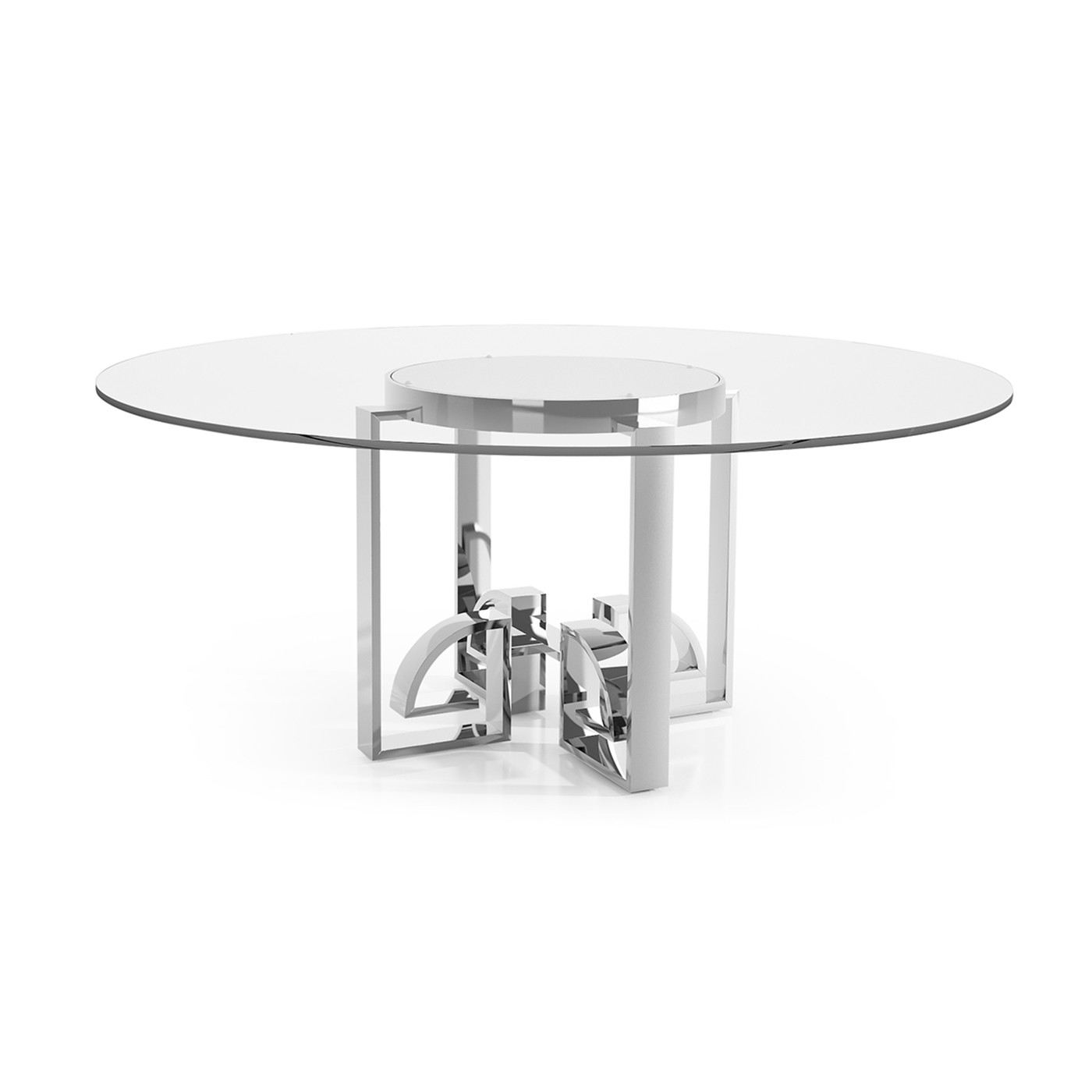 Asian Fusion Stainless Steel & Glass Top Dining Table 72