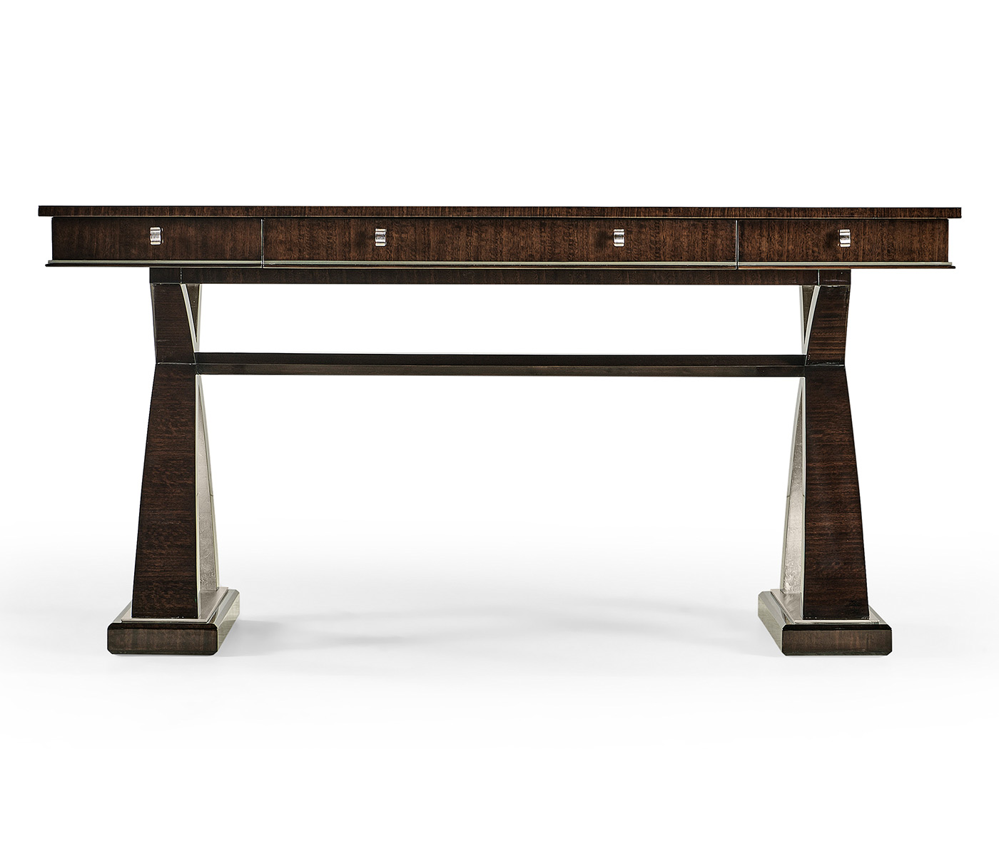Black Eucalyptus & Silver Espresso Desk with Wood Stretcher