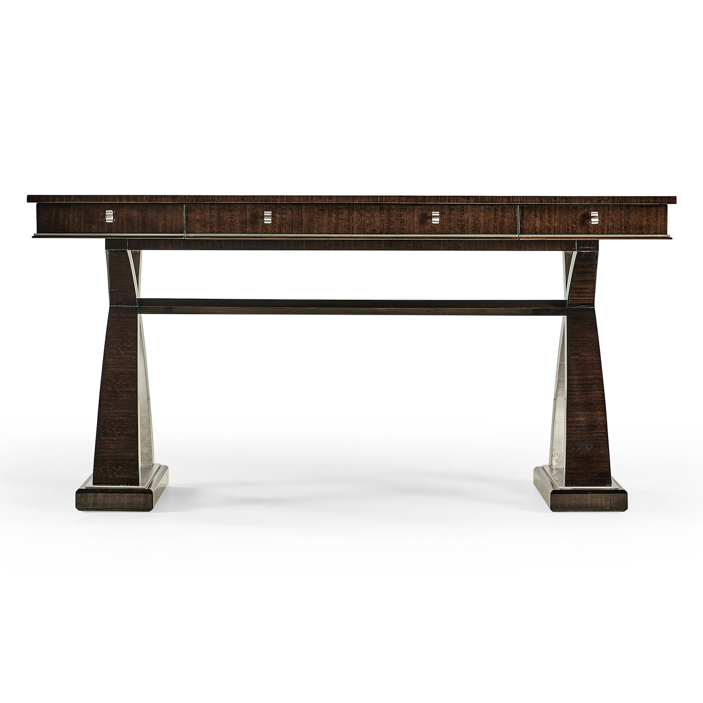 Black Eucalyptus & Silver Espresso Desk with Wood Stretcher
