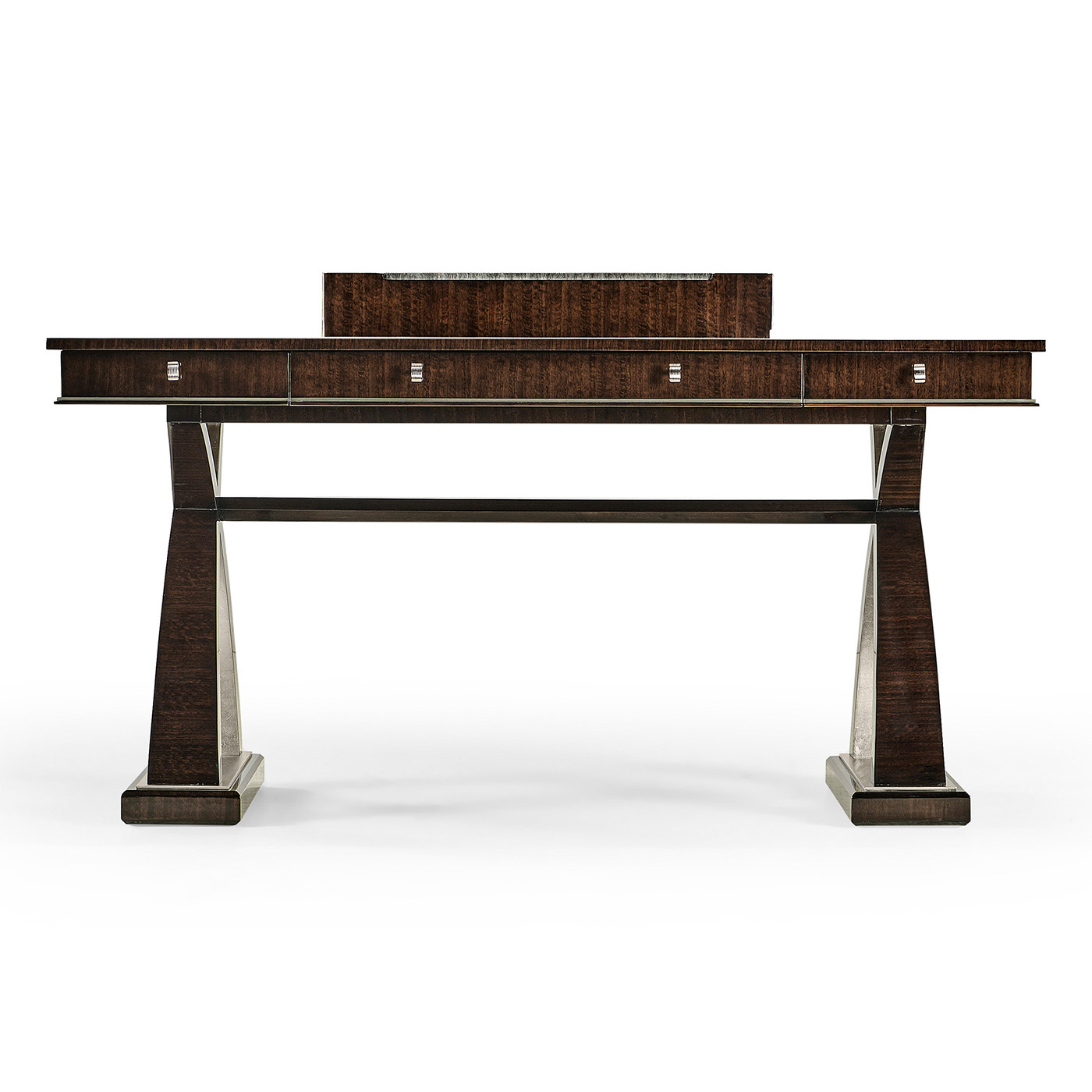 Black Eucalyptus & Silver Espresso Desk with Wood Stretcher