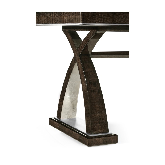 Black Eucalyptus & Silver Espresso Desk with Wood Stretcher