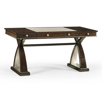Black Eucalyptus & Silver Espresso Desk with Wood Stretcher