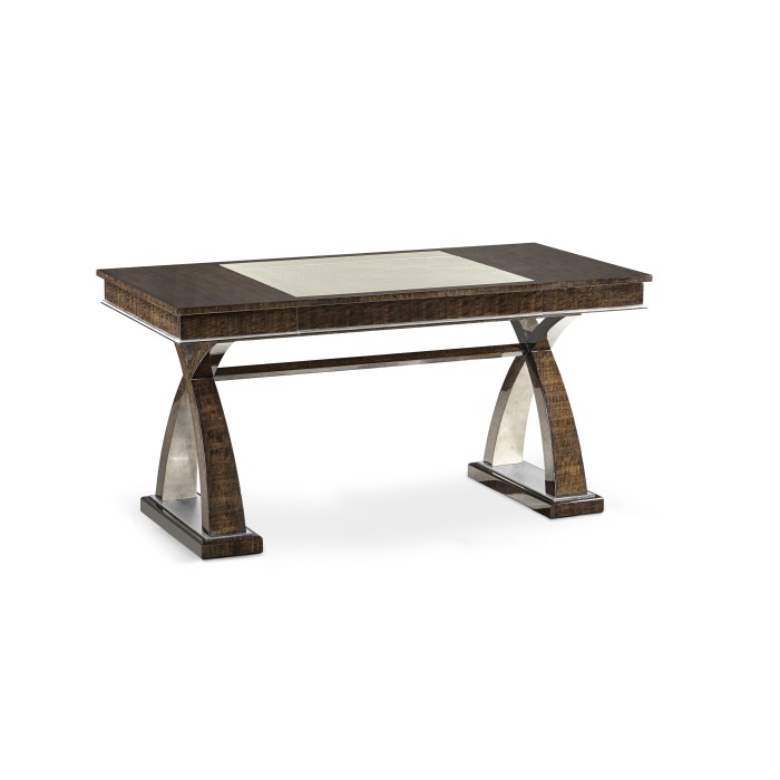 Black Eucalyptus & Silver Espresso Desk with Wood Stretcher
