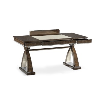 Black Eucalyptus & Silver Espresso Desk with Wood Stretcher