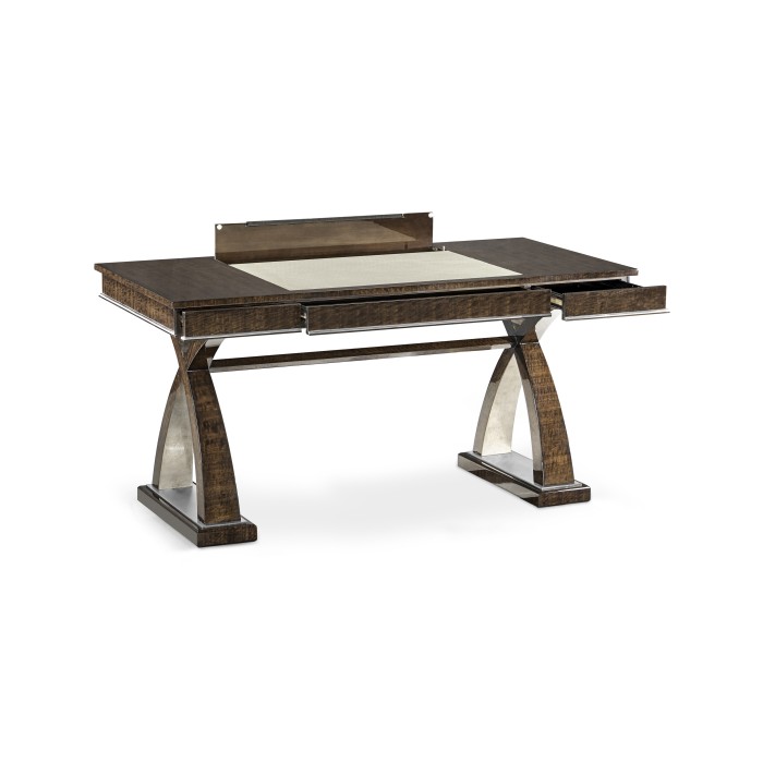 Black Eucalyptus & Silver Espresso Desk with Wood Stretcher