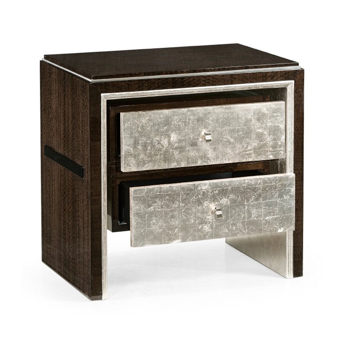 Black Eucalyptus & Silver Espresso Nightstand with Drawers