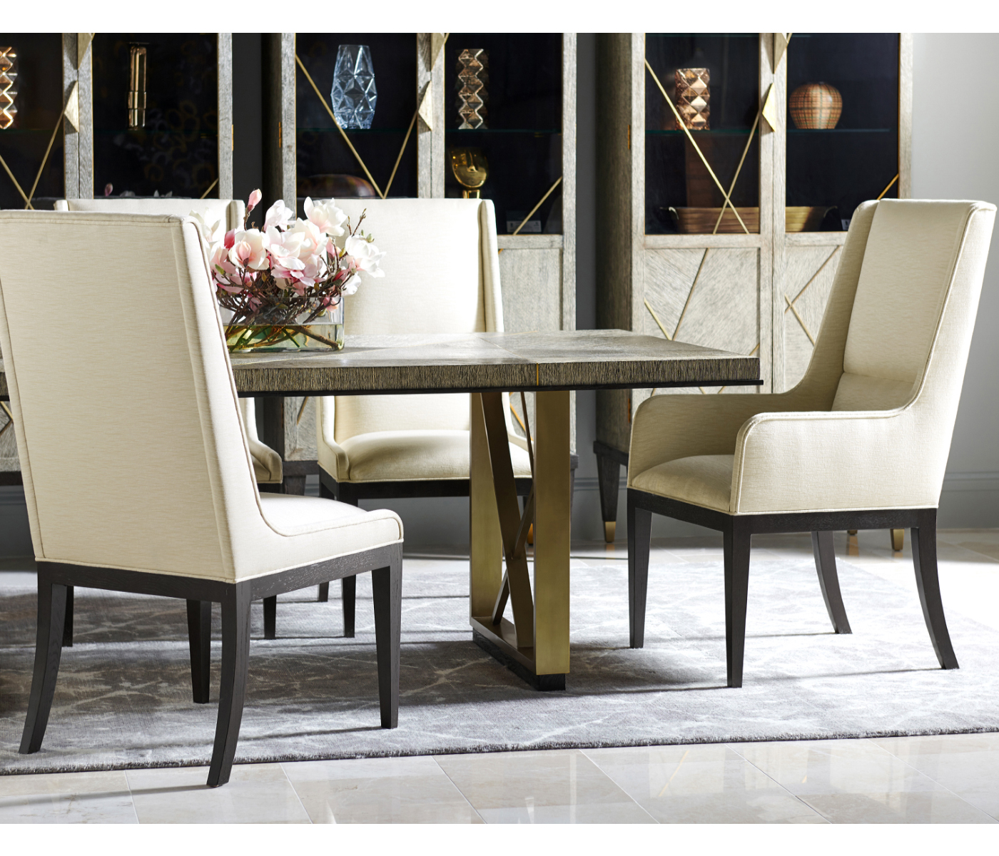 Geometric Channel Back Side Chair